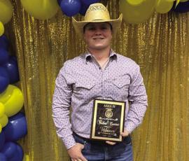 Congratulations to Windthorst FFA's Bonner Hand for winning the Area IV FFA talent contest. He will be advancing to the State FFA Contest in July! Courtesy photo