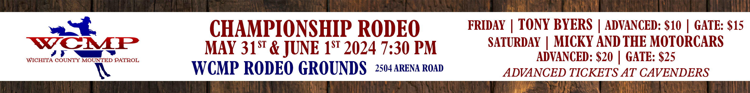 Wichita County Mounted Patrol Championship Rodeo May 31st and June 1st 2024 at 7:30 PM