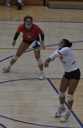 Junior Skylar Rivers passes the ball in the second set of Holliday’s 3-1 win over Wall in the Region I-3A area round on Tuesday, Nov. 3, in Tuscola.