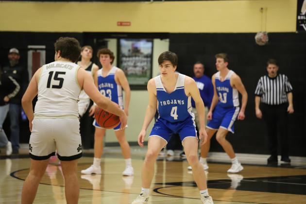 Windthorst's Tanner Doyal plays defense on Archer City's Kline Mayo