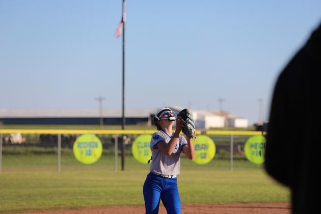 Karissa Fillingim looks for a fly ball