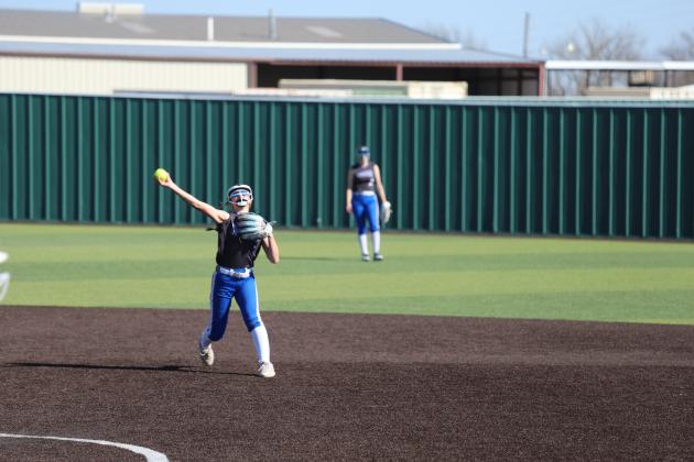 Karissa Fillingim throws from shortstop