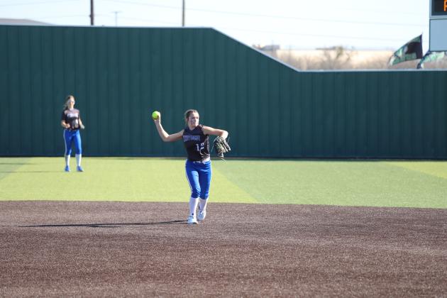 Bri Hoff throws from 2nd