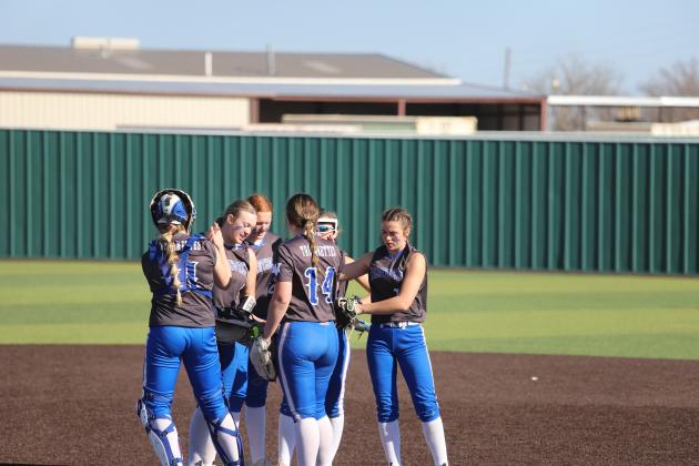 Windthorst infield meets at the mound