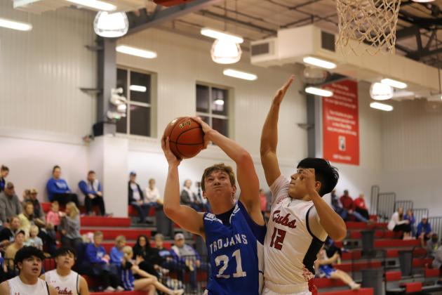 Windthorst's Jaxon Stark puts up a tough layup