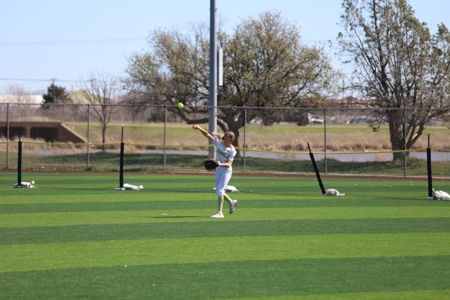 Serenity Jones makes the throw from centerfield