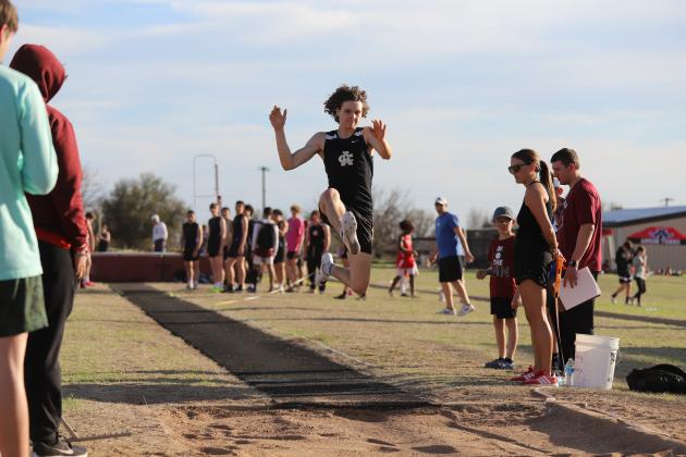 Haegen Deerinwater goes for the long jump