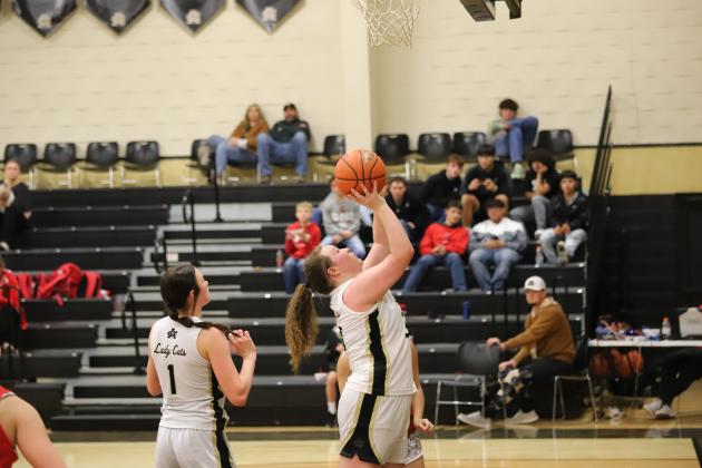 Archer City's Alyssa Schroeder attempts layup 