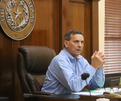 County Judge Randy Jackson speaks at the county commissioner's court workshop on Thursday, May 21.