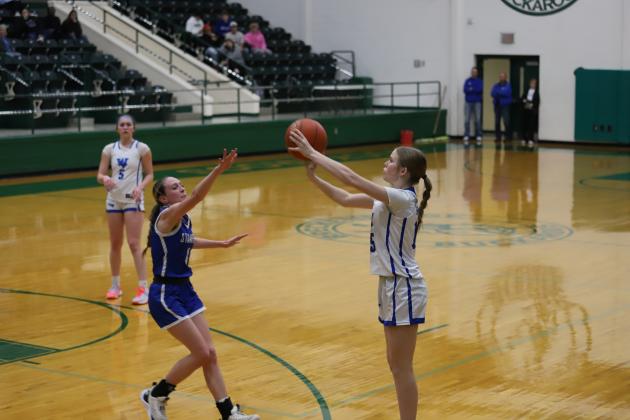 Windthorst's Jaylee Belcher takes a wing three