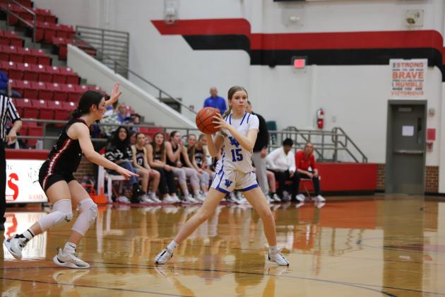 Windthorst's Jaylee Belcher looks to pass