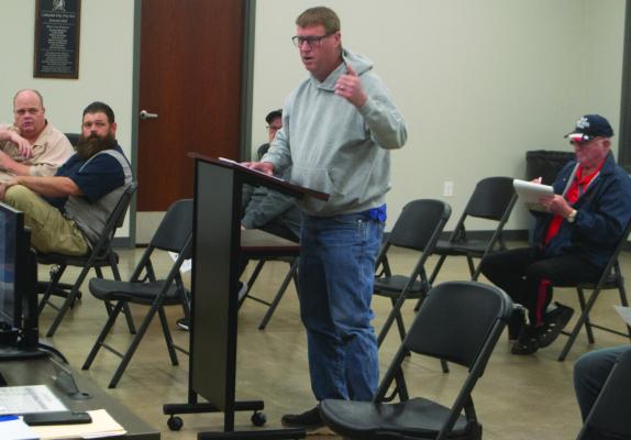 LoneStar Waste Water's Jeff Boyd provides an update on Lakeside City's Septic Tank inspection project during the Lakeside City Council meeting on Tuesday, March 28. Photo/Nathan Lawson