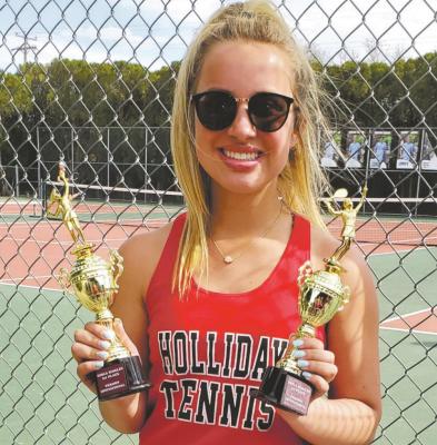 Holliday junior Belle Welch has dominated girls singles through the first three tournaments, winning all three draws to open the year in Vernon.Courtesy photo/Kim Cornsilk