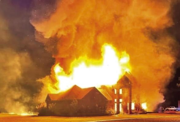 Five fire departments responded to a structure fire on FM 440 on Sunday, Aug. 6, the empty house was deemed a complete loss. Courtesy photo