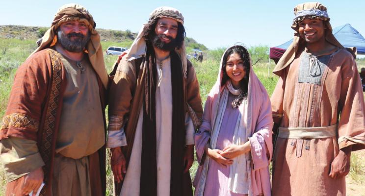 Left to Right : Pastor Terry Henderson, Taejik Woo, a featured tenor as Joseph, Hyemi Choi, a featured soprano as Mary, and acting coach Derell Jones. Photo/Jerry Phillips