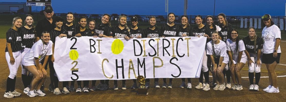 Archer City Softball celebrates the Lady Cats 11-0 Bi-District win over the Alvord Lady Bulldogs on Friday, April 25 in Era. Photo/Nathan Lawson