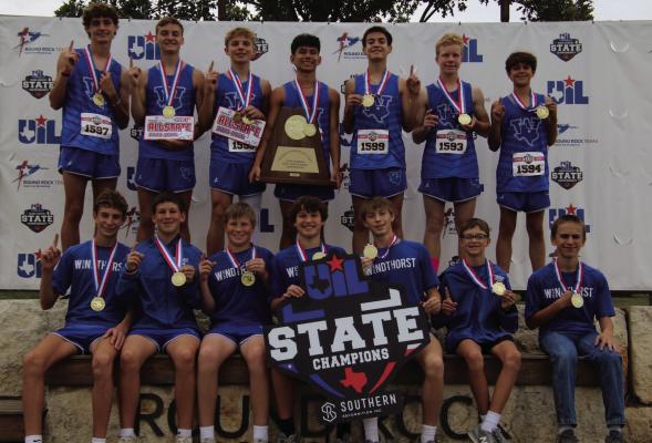 The Windthorst Trojans claimed the Class 2A Boys Cross Country Championship on Saturday, Nov. 1. They finished the race with 106 points, nine points ahead of second-place Collinsville. Courtesy photo/Jamie Anderle