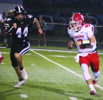 Archer City Linebacker Luke Deerinwater chases down the Electra runner during the Wildcats 63-0 win over the Tigers on Friday, Oct. 25. Photo/Jerry Phillips