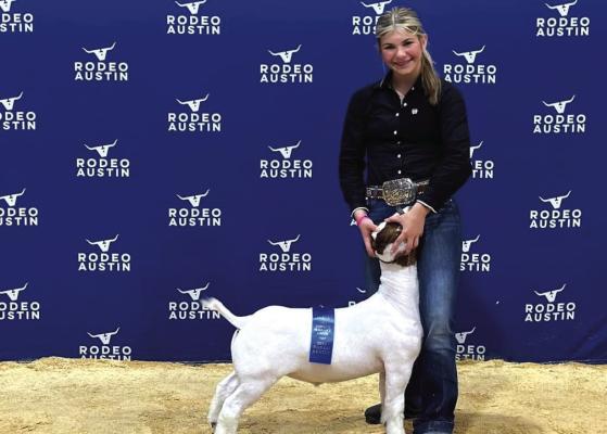Zee McCall placed 1st and 2nd with her goats at Rodeo Austin. Courtesy photo