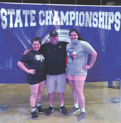 Archer City juniors Maddie Lopez and Bailey Grant finished third and sixth, respectively, at the Texas High School Women’s Powerlifting Association state meet in Corpus Christi on Thursday, March 18. Courtesy photo