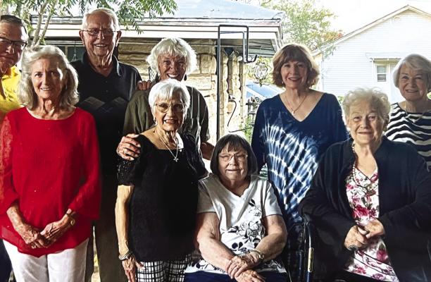 Back Row: Pat Cox, Maurice Strawn, Mary Slack Webb, Fran Harvey Russell, Marcia Farmer Mahler Front Row: Phyllis Campbell Whittsitt, Ann Horany Risk, Sue Peyton Metzger, Martha Britton McCurrin Archer City’s Class of 1957 celebrated its 65th high school graduation reunion during homecoming with a dinner and dance. Nine of the twenty-seven graduates attended, three were unable to attend and fifteen are deceased. Courtesy photo