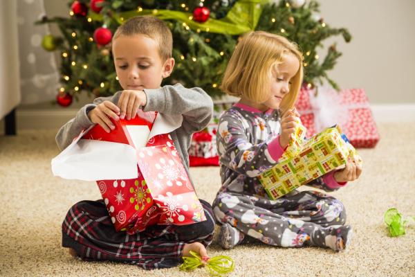 Children opening presents