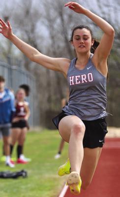 Holliday’s Kenna Wood owns one of the county’s best leaps in long jump, posting a distance of 15-06.00 feet at the City View track meet on March 23. Photo/Will Edwards