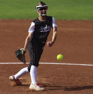 Lady Cat pitcher Myah Ferguson lasers a pitch against the Electra Lady Tigers on Friday, April 10. Photo/Landon Davis