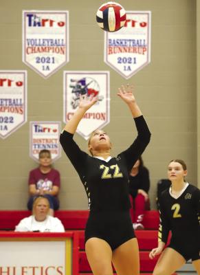 Archer City’s Jill Liles collected her first triple-double of the season with 23 digs, 37 assists and 10 kills in the Lady Cats’ five-set loss to Olney on Saturday, Oct. 8. File photo