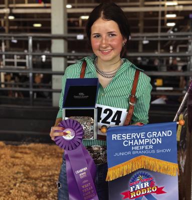 Isabelle Parkey was Reserve Grand Champion Brangus Heifer West Texas Fair and Rodeo. Courtesy photo