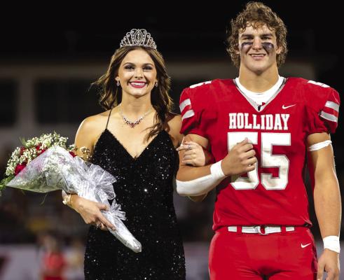 Bailee Bowers was named Holliday High School Homecoming Queen during halftime of the Eagles 31-0 win over Snyder. She was escorted by Cooper Turner. Courtesy photo/Jim Harrison