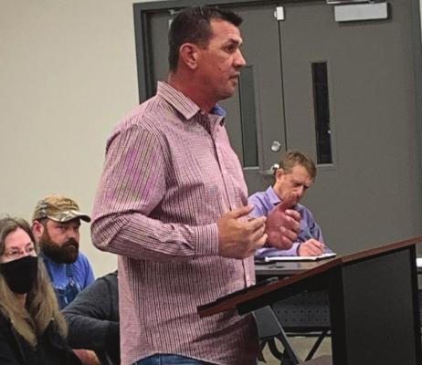James Freeman, owner of Freeman Paving, addresses the Lakeside City Council regarding the concerns they have about the streetwork his company has done in the city. Photo/Nathan Lawson