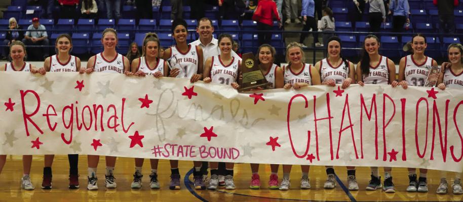 Holliday celebrates its regional championship victory following a 53-40 win over Jim Ned on Sat., Feb. 25.