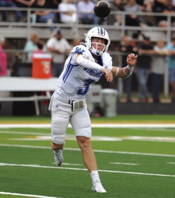 Windthorst’s Brock Belcher throws during last season’s action as he enters 2026 with more than 8,600 passing yards and 127 touchdowns in his career. File photo