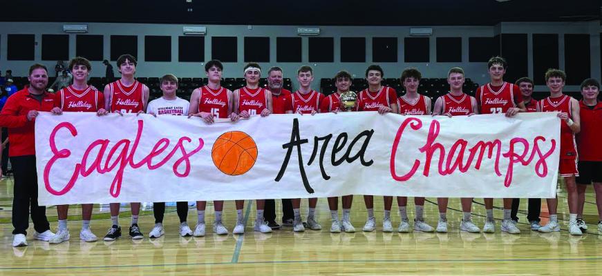 The Holliday Eagles advanced to the Regional-round for the third-straight season following their 20-point win over Comfort in the Area-round on Friday, Feb. 27 in Comanche. Photo/Landon Davis