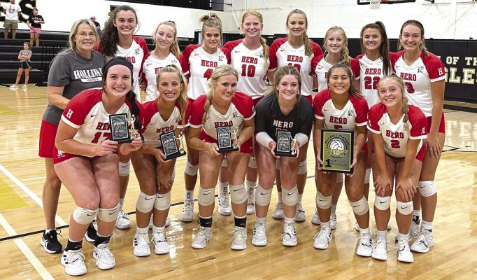 The Holliday Lady Eagles won the Bev Ball Classic this weekend, posting a 7-0 record and dropping just one set en-route to the tournament title in Abilene. Courtesy photo