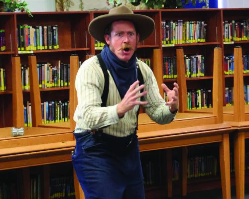 American Storytellers' Nicholas A. Walters performs at the Windthorst ISD Library thanks to funding from the book fair. Courtesy photo