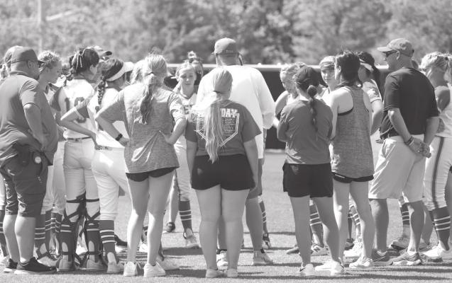 The 2022 Holliday Lady Eagles meet as a team one final time after bowing out of the playoffs following a 7-4 loss to Coahoma in the regional finals in Abilene Saturday May 27. Photo/Will Edwards