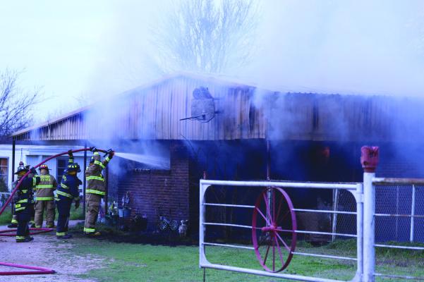 Multiple county and Wichita County Fire Departments responded to a structure fire on W. Jenstch Road on Wednesday, March 22. The house was thought to be a total loss. Photo/Nathan Lawson