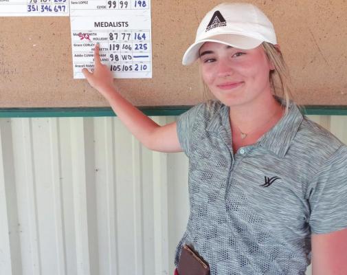 Holliday's Maykayla Smith is advancing to the state golf tournament after a score of 164 in regionals at Shady Oaks Golf Course on April 20-21. Courtesy photo