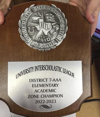 Holliday Elementary and Middle Schools placed first in the District 7-3A academic contest. Courtesy photo