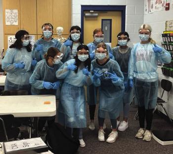 A group of Certified Nurse Assistant students learned how to properly put on personal protective equipment as part of Winndthorst ISD's new CNA program. Courtesy photo/Windthorst ISD