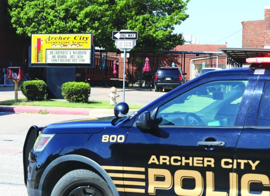The Archer City Police Department as one of many law enforcement agency who responded to a report of a gun shot in the vicinity of ACISD on Wednesday, Sept. 28. Photo/Jerry Phillips