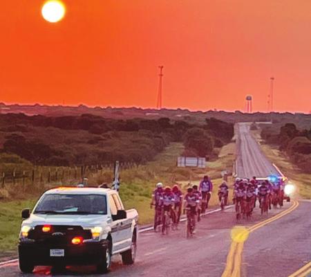 A caravan of over 50 bikers departed Archer City the morning of Friday, Sept 10, as they continued their 1,000 mile ride honoring fallen first responders. Courtesy photo/Josh Smartt