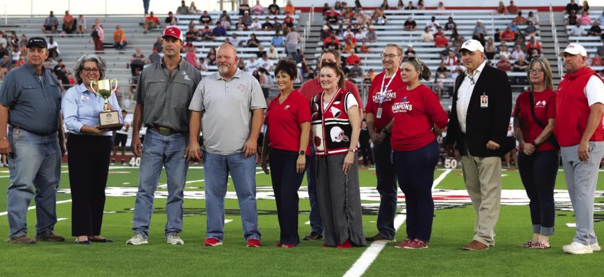 Holliday High School faculty and staff were presented with the UIL’s Lone Star Cup before the Eagle’s home football game on Friday. Sept. 20. This marks the school’s sixth overall Lone Star Cup, and first one after almost 20 years. Photo/Landon Davis