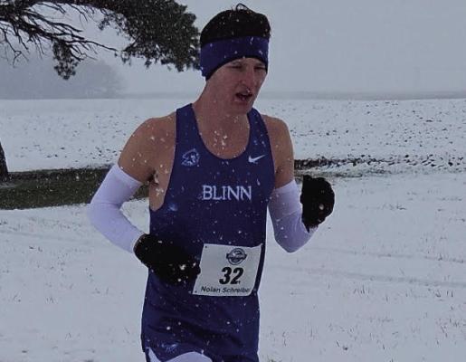 Former Windthorst Cross Country runner Nolan Schreiber competed in the NJCAA Division 1 Men’s Cross Country and Half Marathon Championships in Fort Dodge, Iowa for Blinn Junior College on Saturday, Nov. 8 and Tuesday, Nov. 11. Courtesy photo/Rick Schreiber