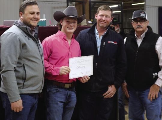 Members of the Archer County Farm Bureau present their scholarship to Collin Hays. Photo/Nathan Lawson