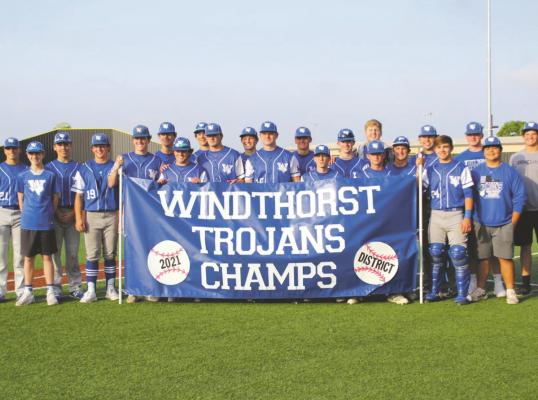Windthorst celebrated its district championship following a 17-0 win over Petrolia on Friday, April 23, in Henrietta. Courtesy photo