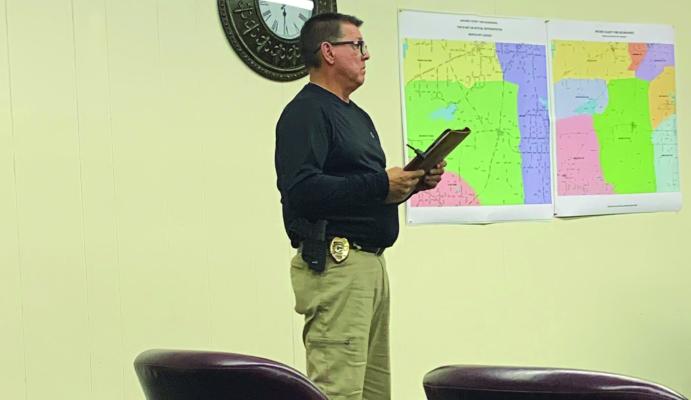 Archer City Police Chief Justin Perron presents a request to the Archer City Council to extend the repsonse time for a second police officer to 30 minutes. Photo/Nathan Lawson