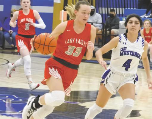 Holliday’s Katy Jo Piper breaks free for a layup in the second quarter of the Lady Eagles’ 79-46 win over City View on Friday, Jan. 8. Photo/Will Edwards